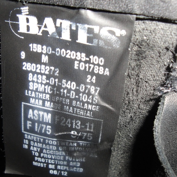 BATES BLACK LEATHER COMBAT BOOTS, MENS SHOE SIZE 9 M - Picture 7 of 9